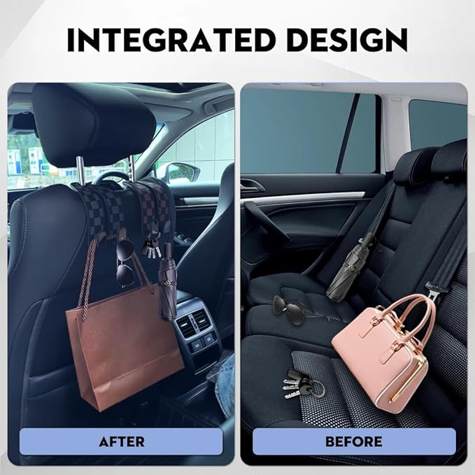 NHHEO Car Purse Hook for Headrest, Auto Seat Back Storage Hook Bendable PVC Soft Material Universal Purse Holder for Car Vehicle(Black)
