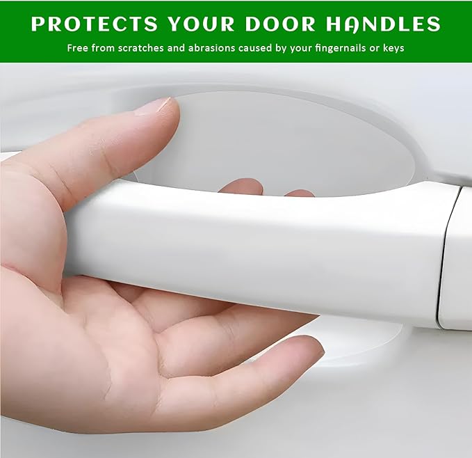 4PCS Car Door Handle Protector, Anti-Scratch Transparent Car Doors Bowl Covers Paint Guard Stickers, Waterproof Clear Self-Adhesive Door Cup Protective Film for Most Vehicles
