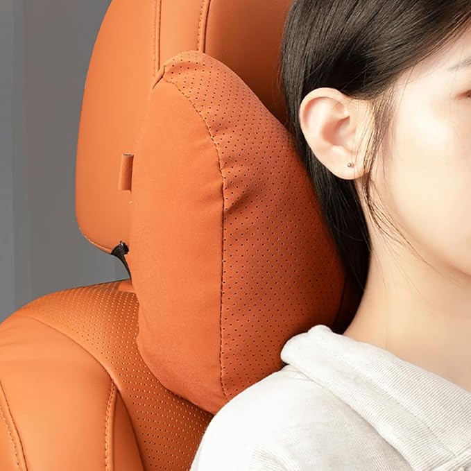 Car Neck Pillow Set for BMW M5 Touring 2025, Leather Car Headrest Lumbar Support Waist Backrest Head Support Cushion,Brown