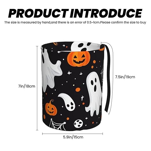 Cute Ghosts Pumpkins Car Trash Can Garbage Cans Foldable,Cute Hanging Car Organizer and Storage Bag Leak Proof, Auto Back Seat Trash Bin Universal for Truck, SUV, Outdoor Travel