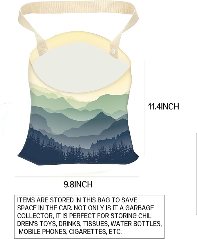 ANKVRP Car Garbage Can, Hanging Car Trash Can Bag for Back Seat Organizer, Cute Mountain Camping Vehicle Accessory