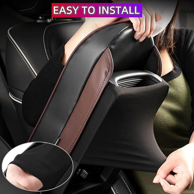 RAKSONIC Car Armrest Cushion with Comfortable Memory Foam,Upgrade Car Console Armrest Pad,Premium Material Car Armrest Cover,Universal Car Center Console Pillow,Car Accessories(Black2)