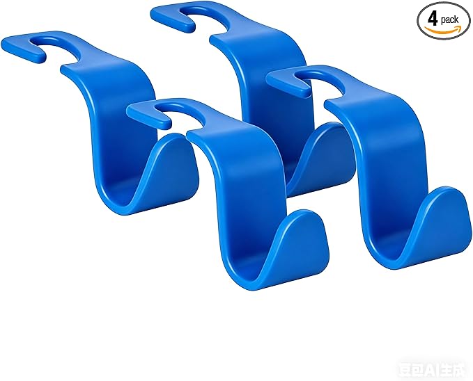 Amooca Car Seat Headrest Hook 4 Pack Hanger Universal Vehicle Car Storage Organizer for Handbag Purse Coat S Type Blue