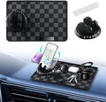 NHHEO Car Anti Slip Mat Dashboard Tray Decorations Sticky Pad Thicken Washable with 360° Rotating Universal Phone Pad Holder+Number Plate for GPS Aromatherapy Sunglasses Key(Black&Gray)