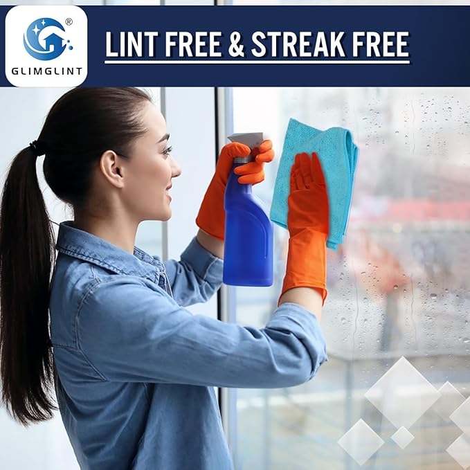 GLIMGLINT Microfiber Cleaning Cloth, 150 Pack Cleaning Rags, Cleaning Towels with 3 Color Assorted, 14"X12"