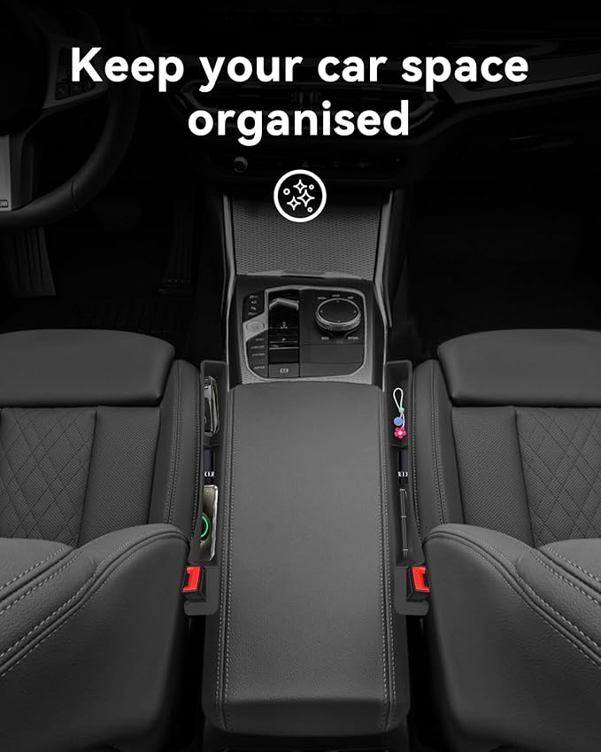 Edotim Car Seat Gap Filler, Seat Gap Organizer with Phone Holder, Car Seat Accessories, Car Organizer Fit Car SUV Truck-2PCS Black