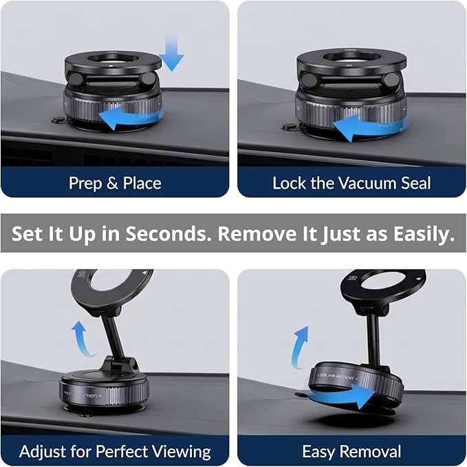 UPTOWN 2026 Nano Gel Ultra Magnetic Phone Holder for car - 360° Adjustable magsafe car Mount with Vacuum Suction, Strong Grip Phone Holders for Your Car, Compatible with iPhone 17 pro max 16 15 14