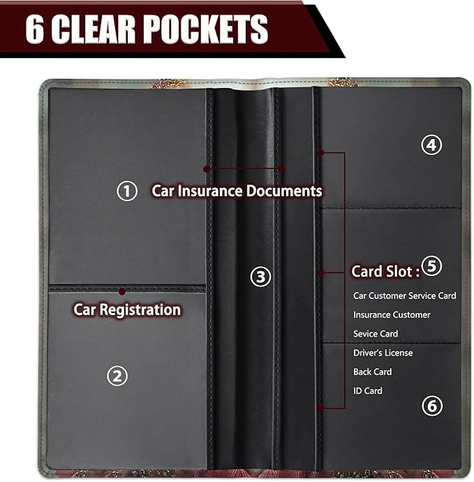 Car Document Holder with Magnetic Shut, Car Registration and Insurance Card Holder, Vehicle Glove Box Organizer Documents, Driver License, Auto Paperwork Organizer Wallet, Cute Cartoon Girl Pattern
