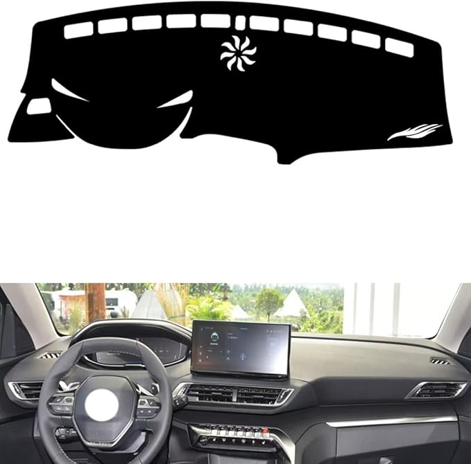 leather dashboard cover Compatible with Peugeot 5008 2021-2023，dash cover（black）