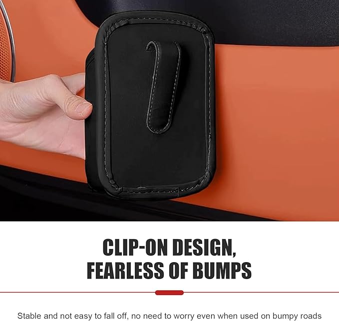 2 PCS Large Car Door Cup Holders, Clip On Back Seat Cup Holders for Cars, Scratch-Resistant & Waterproof Leather Storage Bag for Beverage Mobile Phone, Universal for Most Cars (Black)