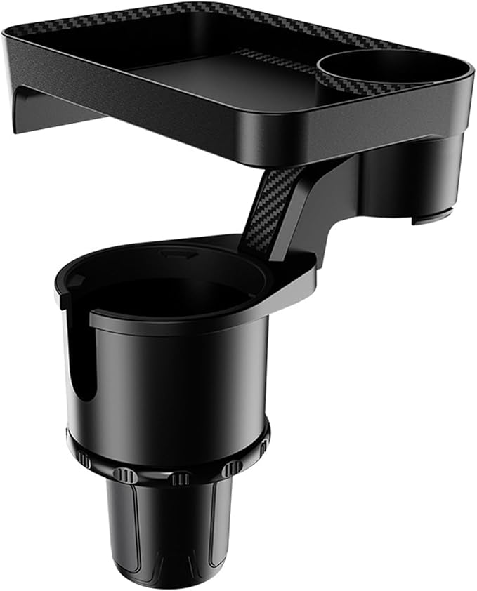 360° Rotatable Car Cup Holder Expander Tray - Adjustable Auto Food Table Desk with Anti-Slip Base, Universal Fit for Front & Back Seat, Holds Snacks, Phones, Drinks (18kg Load Capacity)