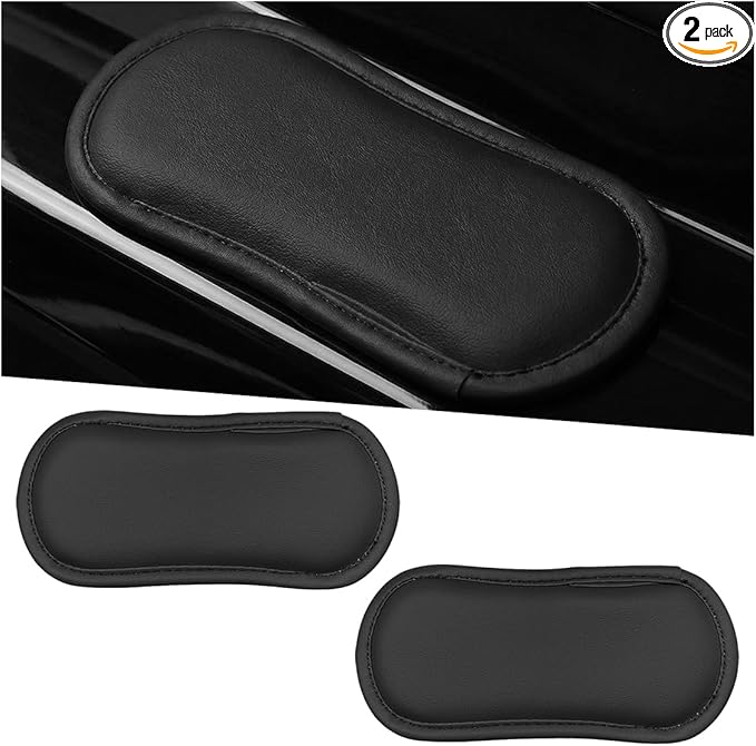 Craedli 2PCS Car Door Armrest Pads, Soft Leather Memory Foam Comfortable Center Console Knee Cushion, Universal Relieve Fatigue Vehicle Interior Elbow Support Accessories for Most Cars (Black)