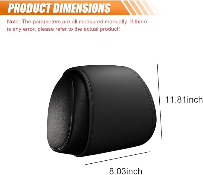 2PCS Car Headrest Covers for Back Seat, Leather Dirt-Proof Car Seat Head Rest Protector with Pocket, All Season Universal Auto Interior Decoration Headrest Organizer for Phone, Key (Black)