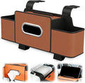 Multifunctional Car Seat Back Storage Box, 3-in-1 Backseat Car Organizer with Dual Cup Holders, Hold Phones, Snacks, Drinks, and Handbags (Brown)