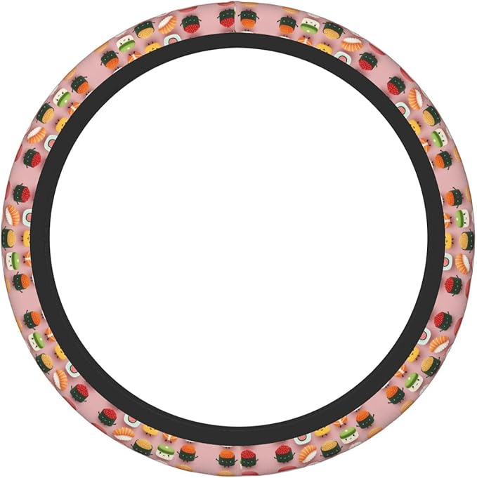 Sushi Pattern Car Steering Wheel Cover, 15 Inch Steering Wheel Cover Stylish Decor for Most Cars