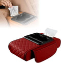 Multifunctional Car Armrest Cushion with Integrated Booster, 2026 Upgraded Universal Style Memory Cotton Car Armrest Box Pad, Car Center Console Armrest Pillow, with 2 Cup Holder (Red)