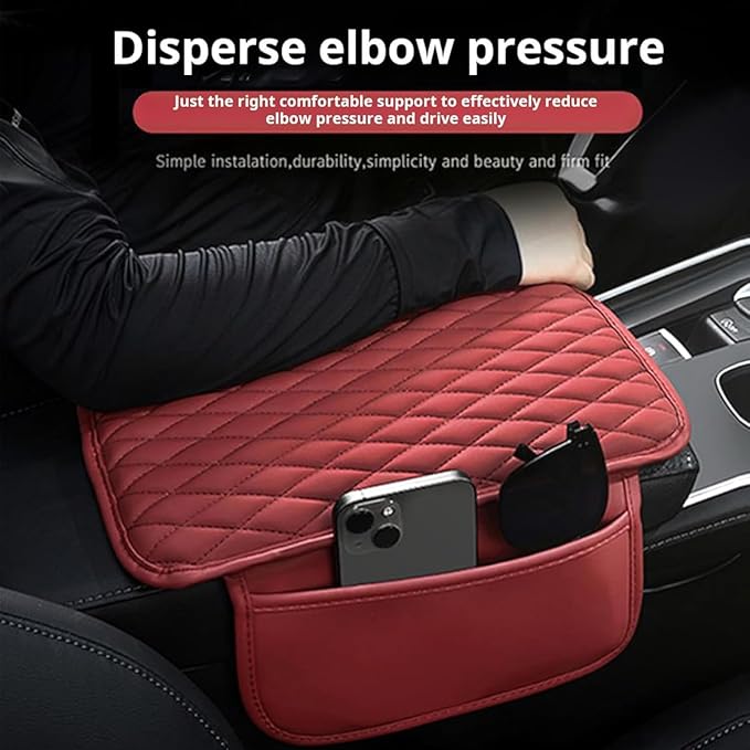 Rneswi Car Armrest Cover Leather Car Console Covers Box Pad with Pocket and Tissue Box Arm Rest Cover for Car for SUV Truck Sedan Vehicle (Thin-bark)