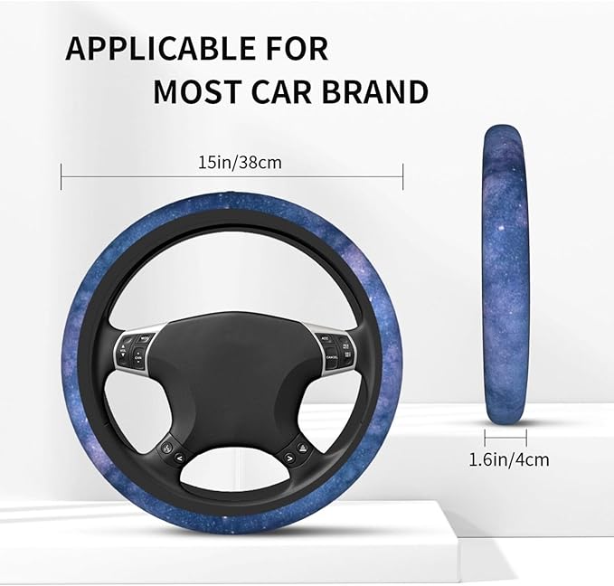 Custom Car Steering Wheel Cover Personalized Anti Slip Car Wheel Protector Add Your Image Text Universal 15 Inch Cover Accessories Fit for Truck, SUV, Trailer, Black