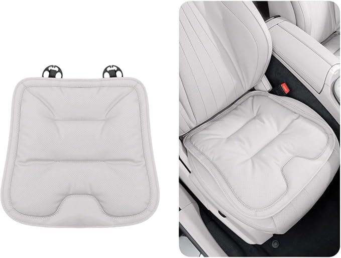 Bzxpk Skin-Friendly & Dirt-Repellent Leather Car Seat Cushion, Non-Slip PU Leather Seat Cover for Car, Office Chair & Travel, Breathable Comfort Cushion (White, Front Row)