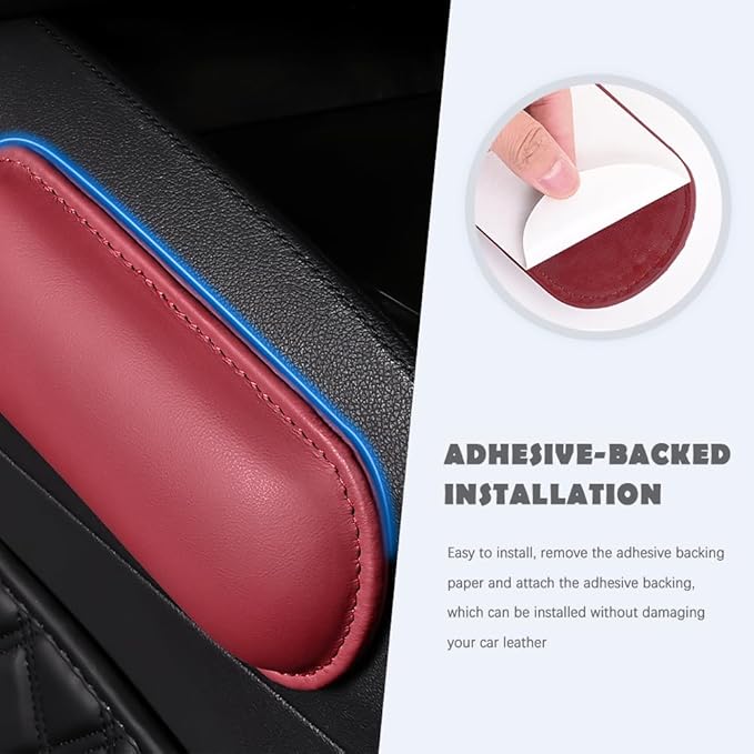 2PCS Car Door Armrest Pads,Soft Leather+Memory Foam Car Knee Pads for Arm Support&Protect Elbow and Knee,Universal Car Elbow Pads Car Accessories Interior for Most Vehicles (Red)