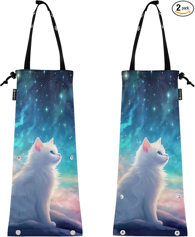 ALAZA Hanging Car Trash Bags Garbage Bag Trash Can for Back Seat Small Cat 7 Washable Storage Bag Retractable 2 Pack