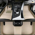 Custom Personalized Floor Mats for Cars，Luxury Full Coverage All Car Floor Mats，Anti-Slip Leather Car Mat Set ，Custom Floor Mats for 99% of Cars, Trucks & SUVs. (Beige Stripe)