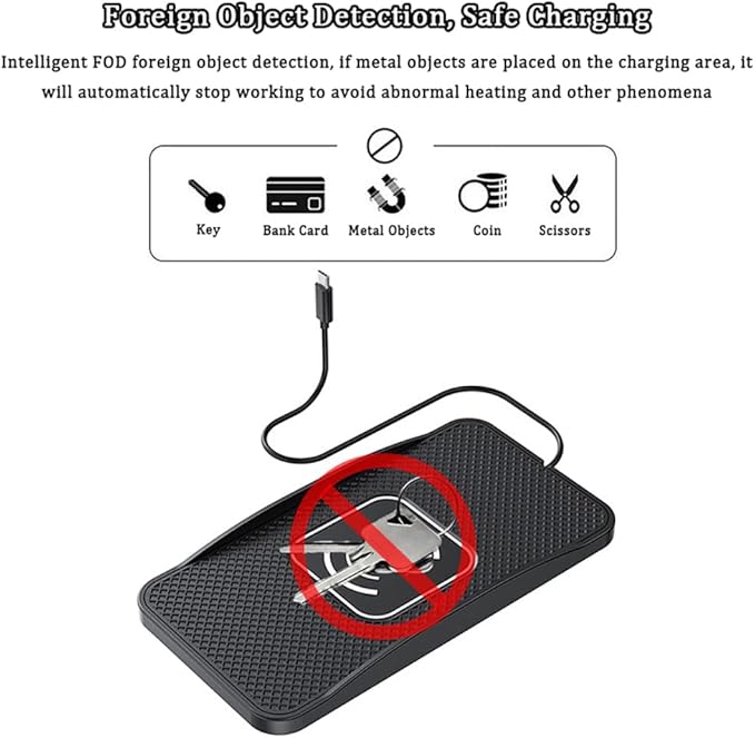 Wireless Car Charger Pad for Ford Bronco Flex Freestyle/Mustang Mach-E 2005-2025, Type-C/USB 20W Car Wireless Charger Non-Slip Phone Charging Pad Car Accessories,B 30cm Cable USB Plug
