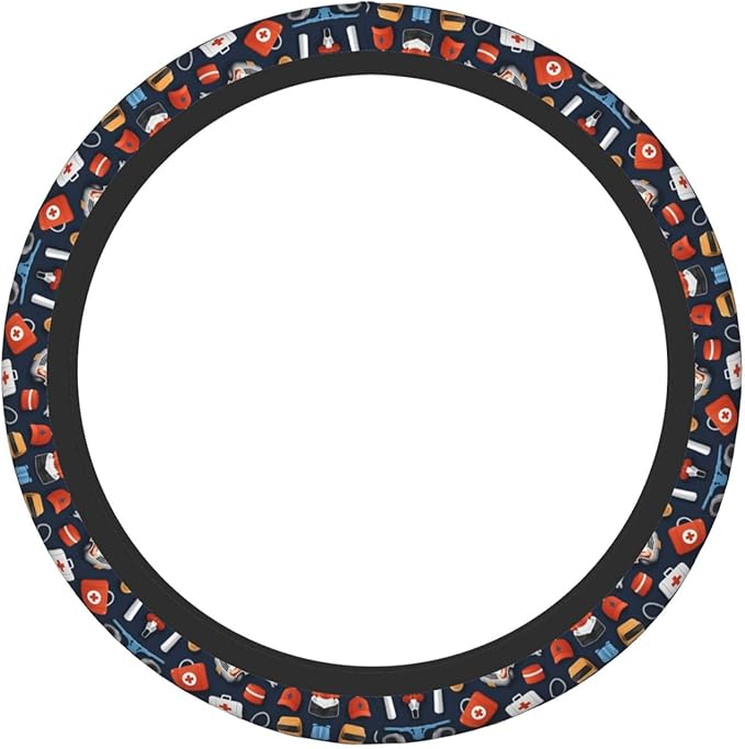 Crazy Ambulance Neoprene Steering Wheel Covers Women Men Car Accessories, Universal 15 Inch Fit Auto, Suvs, Truck