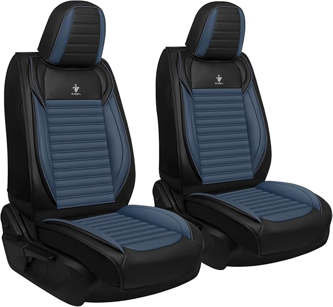 ARTIBY Seat Covers Custom Fit for Mitsubishi Outlander 2004-2025, Standard Waterproof Car Seat Cover, Breathable and Comfortable Leather Cushion Cover, Auto Interior Accessories (Black Blue)