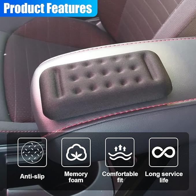 Car Arm Rest Elbow Pad, Memory Foam Auto Door Armrest Cushion, Soft Comfortable Support Pad for Relieve Elbow Fatigue, Universal Vehicle Interior Center Console Armrest Accessory (1PC)