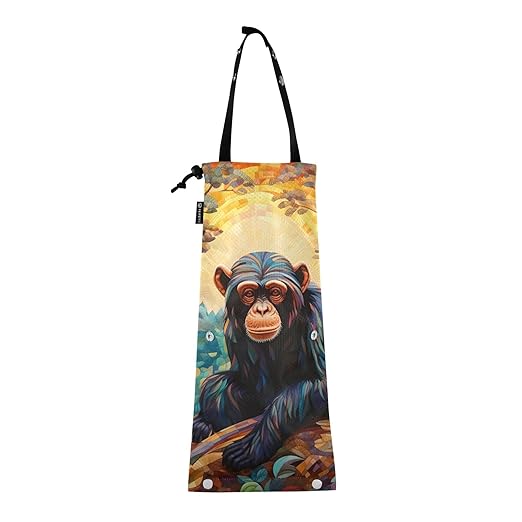 ALAZA Hanging Car Trash Bags Garbage Bag Trash Can for Back Seat Small Chimpanzee Gorilla 2 Washable Storage Bag Retractable 2 Pack