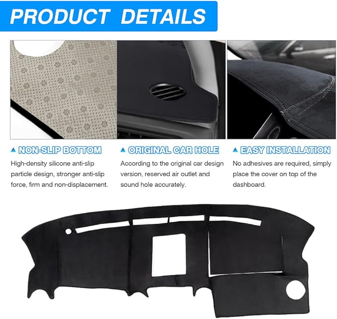CARTIST Dash Cover for Ford F150 2004 2005 2006 2007 2008/Lincoln Mark LT [Anti-Glare and Sun Protection] Suede Dashboard Cover for F150 Accessories Anti-Slip Silicone Back