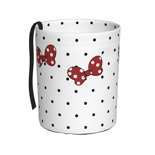 Cute White Polka Dots Red Bow Car Trash Can Garbage Cans Foldable,Small Hanging Car Organizer Storage Bag Leak Proof, Auto Back Seat Trash Bin Universal for Truck, SUV, Outdoor Travel