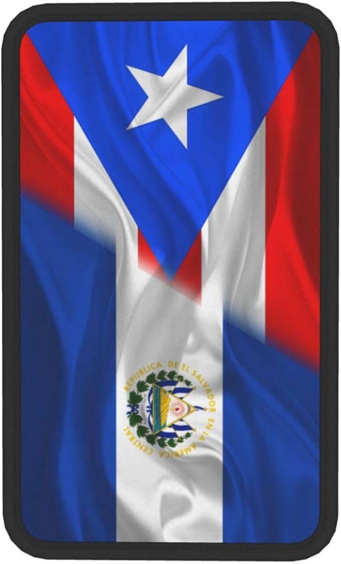 Auto Center Console Pad Puerto Rico Porto Rico Puerto Rican and EL Salvadorean Flag Wavy Car Armrest Cover Armrest Seat Handrail Box Cover Cushion Universal Decoration Protector Accessories
