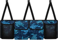 Car Trunk Hanging Organizer, Blue Turtle Thick Backseat Storage Bag with 2 Pockets, 2 Mesh Pockets and 3 Adjustable Shoulder Straps, Foldable Interior Accessories