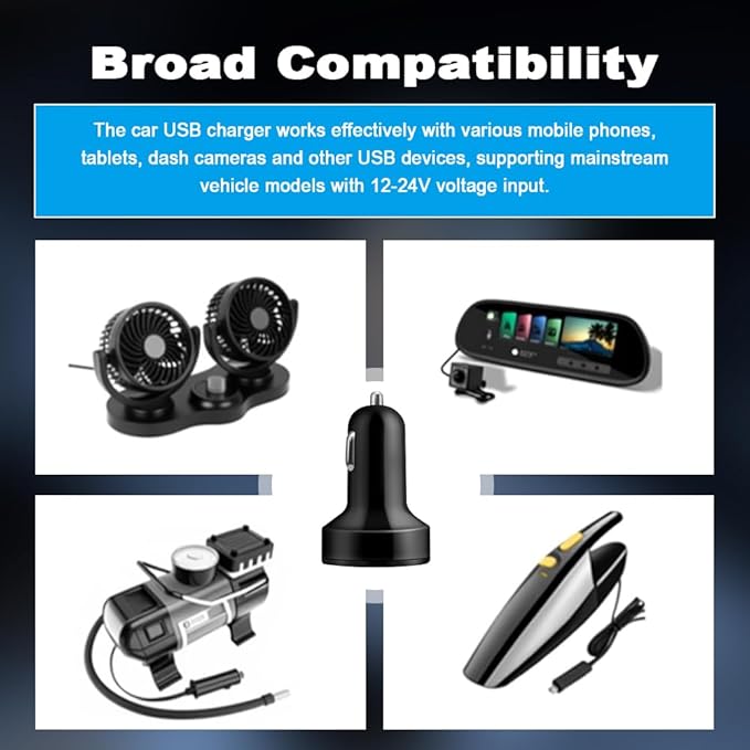 4 in 1 Cigarette Lighter USB Charger with Voltage Display,50W Car Charger USB C Fast Charge for 12-24V Cars,Multi Port Cars Cigarette Lighter Adapter Compatible with iPhone Car Accessories