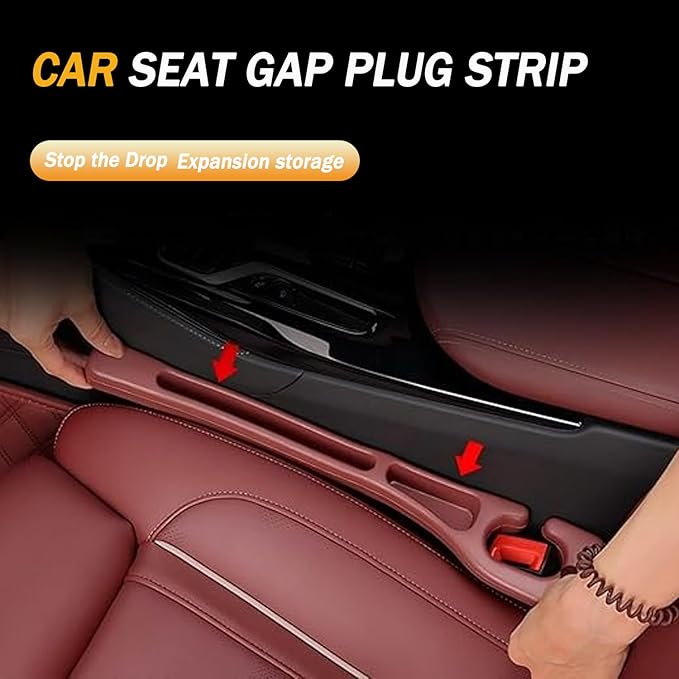 2PCS Car Seat Gap Filler and Organizer, Stop Drops Between Seat and Console, Automotive Front Seat Organizer for Keys, Phone, Coins |Universal Fit. (Brown)