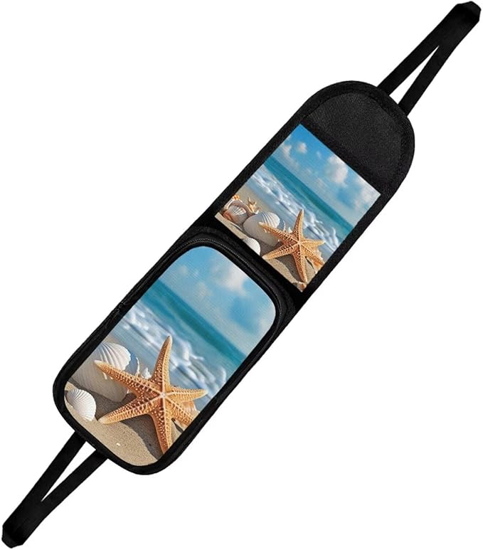 Beach Starfish Car Seat Side Storage Hanging Bag Conch Auto Seat Storage Bag With Zipper Car Accessories for Car, SUV, Trucks