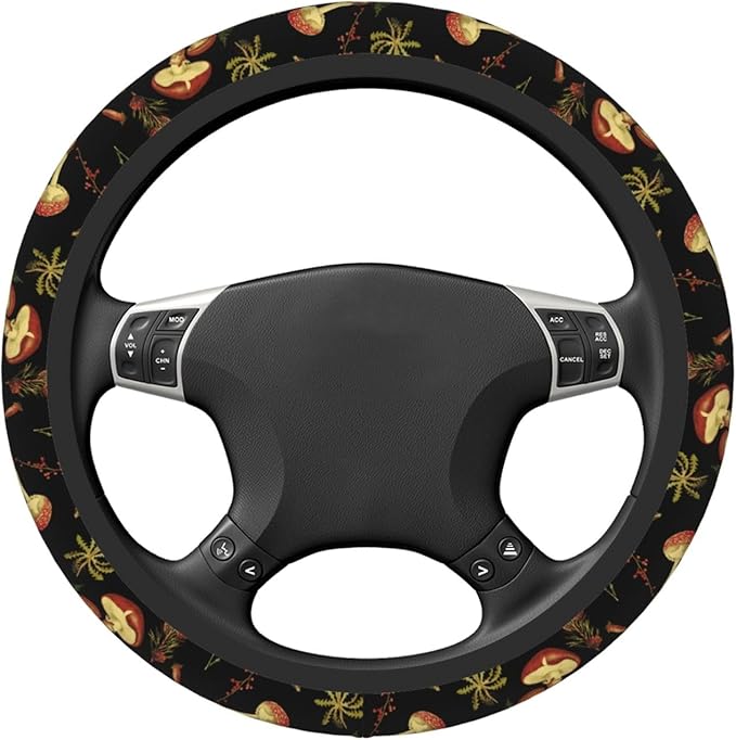 Mushroom nut Neoprene Steering Wheel Cover for Men Women Anti-Slip Elastic Steering Wheel Protective Cover 15in Universal Car Accessories Fit Cars, SUVs, Auto