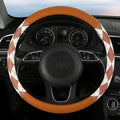 Steering Wheel Cover, Pink and White Diamond Pattern, 15 Inch, Anti-Slip Leather (Brown)