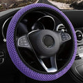 Elastic Stretch Steering Wheel Cover,Warm in Winter and Cool in Summer, Universal 15 inch, Microfiber Breathable Ice Silk, Anti-Slip, Odorless, Easy Carry (Purple)