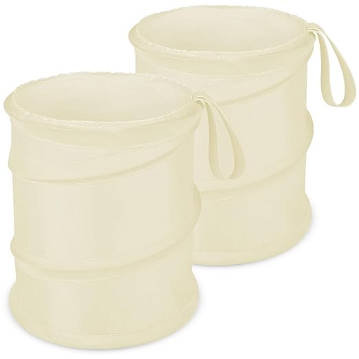 Kincown Car Trash Can, 2 Packs Mini Collapsible Car Trash Bin for Front Back Seat, Pop up Car Garbage Can, Portable Car Trash Bag Hanging for Vehicle SUV Rv Truck Accessories Interior, Beige