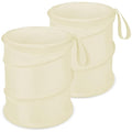 Kincown Car Trash Can, 2 Packs Mini Collapsible Car Trash Bin for Front Back Seat, Pop up Car Garbage Can, Portable Car Trash Bag Hanging for Vehicle SUV Rv Truck Accessories Interior, Beige