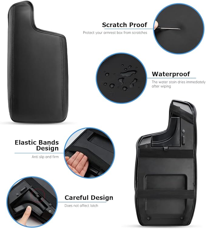 INTGET Car Center Console Armrest Cover for 2021 2022 2023 Subaru Crosstrek 2018 2019 2020/Impreza Accessories 2017-2023 Leather Arm Rest Box Lid Middle Console Cover Seat Protector (Black Stitches)