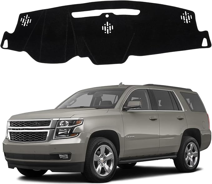 Dashboard Mat Cover for Chevy Tahoe/Suburban 2015-2019 2020 (LS, LT, LTZ), GMC Yukon/Yukon XL (SLE, SLT, Denali) Nonslip Center Console Sunshield Glare UV Rays Protector Accessories