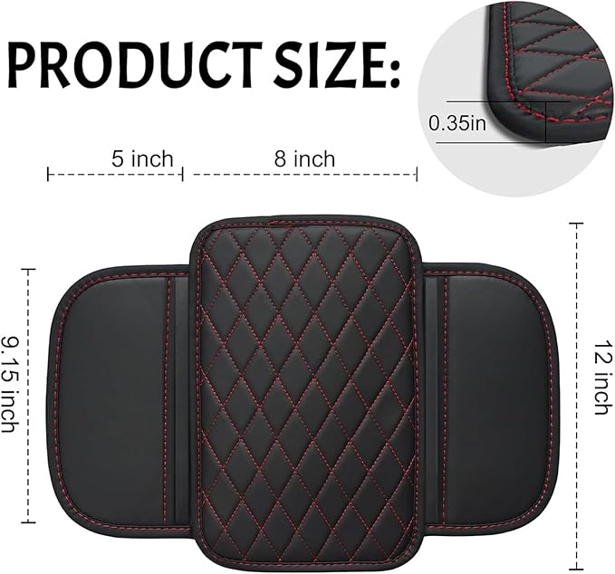 Car Armrest Cushion for BMW iX X1 X2 X3 X4 2004-2025, Center Console Covers Pad Leather Accessories, Arm Rest Protector Mat with Side Storage Bag for SUV/Sedan/Truck, B/Black-Red