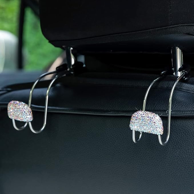 Car Decor Hooks for Purses And Bags, Durable Backseat Holder, Cute Heavy-Duty Metal Purse Hook Hangers, Storage Universal for SUV Truck & Van, Car Accessories for Women/Men, Pink