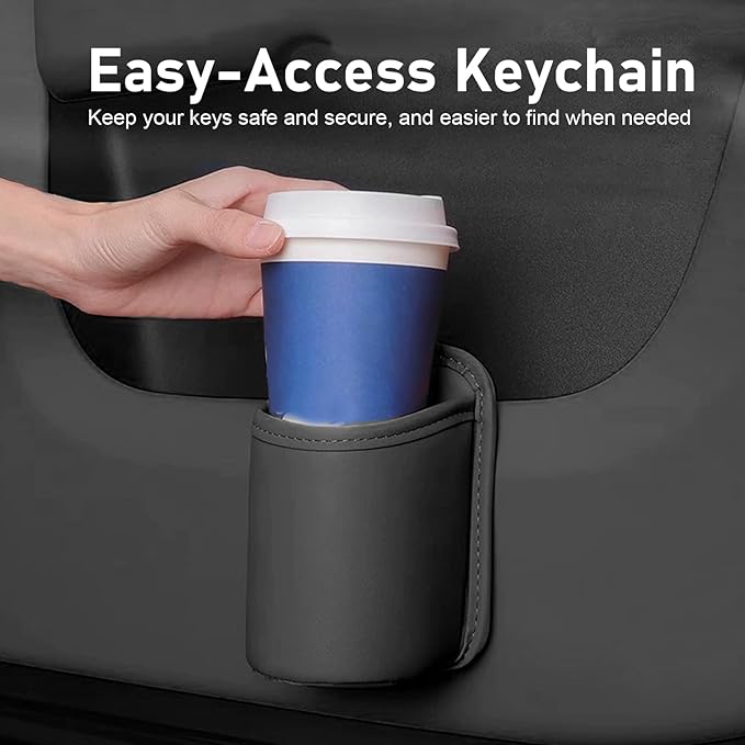 Shakas Car Door Large Cup Holder, Multifunctional Storage Bag Trash Can for Beverage Water Cup Mobile Phone, Waterproof Cleanable Leather Insert Organizer for Seat Back, for Cars Trucks (Black)