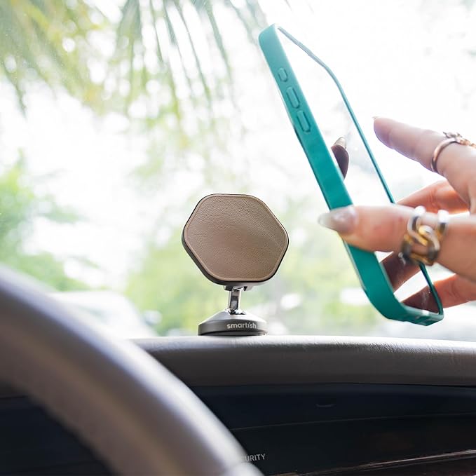Smartish® MagSafe Mountaineer Car Mount - Compatible w/Apple iPhone 17/16/15/14/13 - Magnetic Stick on Adhesive Phone Holder - Extra Strength Magnet for Apple Accessories - Beige Against The Machine