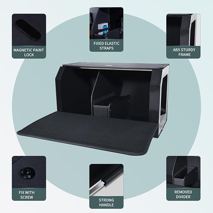 CarCrate Car Trunk Organizer for SUV, Car Organizer Trunk Storage with Magnetic Lid & Push-pull Handle, Leather Waterproof Car Storage Organizer Trunk for Sedan Minivans Van (11.4''*20.5''*12.2'')